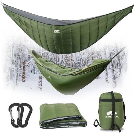 Hamac de camping 3-4 saisons ultra léger 95 x 140 cm pour 5-20 °C avec revêtement en nylon ripstop DWR avec sac de rangement pour trekking, voyage, extérieur (1/5)