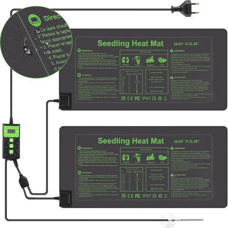 TolleTour Pflanzen Heizmatten 2er Set, 55W, Thermostat, Timer 0–12 Std., IP67 (1/5)