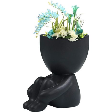 MINKUROW Jarrón De Resina Humanoide Para Exteriores, Maceta De Flores Secas, Decoración De Jardín, Jarrón Vintage, Escultura Facial, Maceta, Oficina, Decoración Del Hogar, Regalo, Flores, Jarrón Creat (1/2)