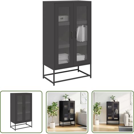 vidaXL Buffet haut noir 68x39x123 cm acier (1/5)