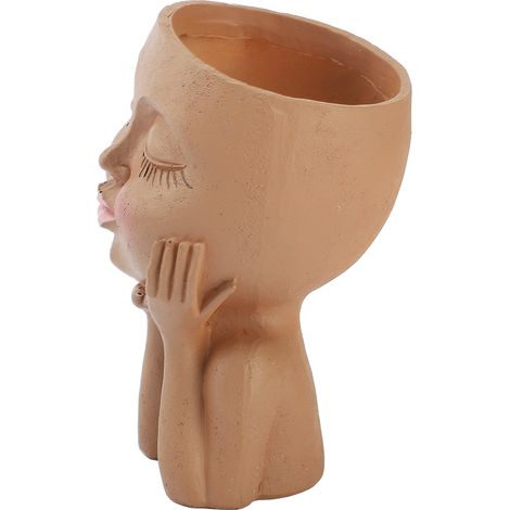 Pot de Fleur Visage en Résine avec Support pour Joues - Décoration Créative