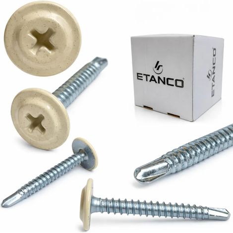 Vis autoperceuses ETANCO GM-B pour toitures en acier, RAL 1015 ivoire clair, 4,2 x 32 mm, 250 pièces. (1/5)