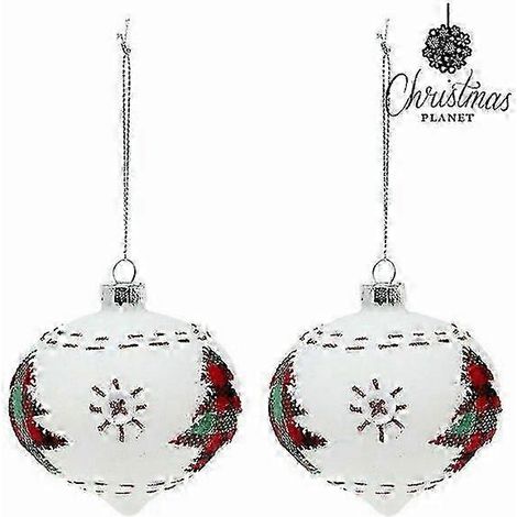 Boules de Noël en cristal blanc de 8 cm (2 pièces) - Décoration de Noël