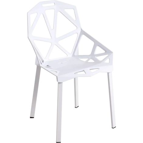Orion91official® - electra chair  white polypropylene seat   white reinforced steel structure (80x54x59 cm) modern style  dining room  hospitality  office  living room  teleworking  kitchen - spaziori (1/5)