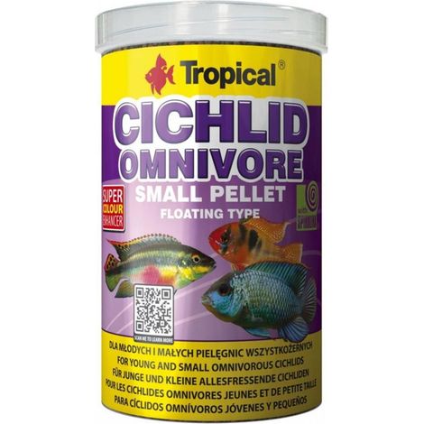 Mangime in pellet piccolo per ciclidi tropicali onnivori, 250 ml/90 g (1/2)