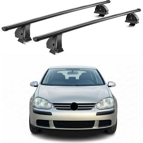OMAC Stahl Dachträger Querträger VW Golf mk5 / Golf mk5 Plus 2004-2009 5Tür – TÜV / DIN 75302:2019 – Abschließbar – Max. 75 kg – 2 Stangen – Schwarz (1/5)