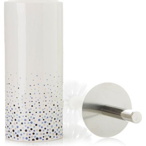 Brosse WC Céramique Blanc et Pois Bleus (1/2)