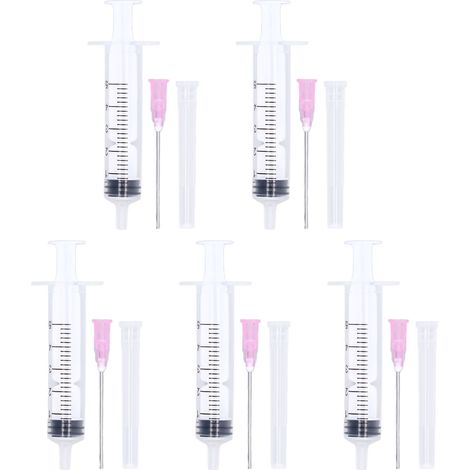 Lot de 5 seringues de recharge d'encre en plastique, outil d'extraction gradué de 5 ml pour cartouches d'encre d'imprimante (1/5)