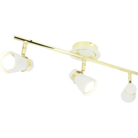 Plafonnier HAMPTON 3 Spots GU10 Blanc Mat Laiton
