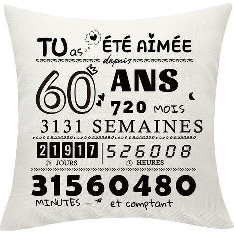 Federa Cuscino con Tasche Regalo 60° Compleanno Bianca 45 x 45 cm (1/5)