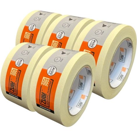 Zulu Premium Painters Beige Masking Tape (L)50m (W)50mm, Pack of 5 (1/2)