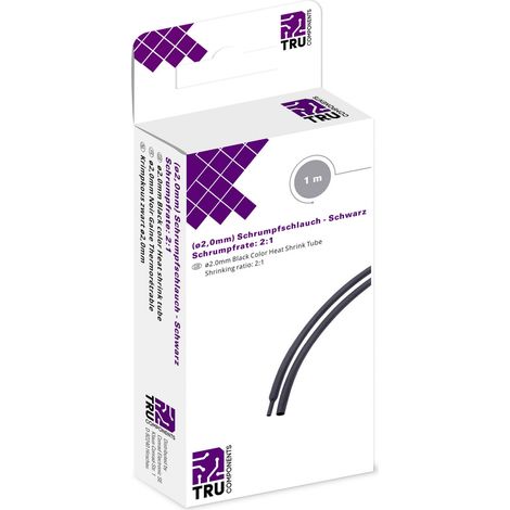 TRU COMPONENTS T1904CA027 Schrumpfschlauch ohne Kleber Schwarz 2 mm 1 mm Schrumpfrate:2:1 1 m