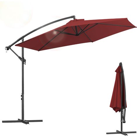 Randaco Sonnenschirm 3m Rot – Klassischer Gartenschirm für Terrasse, Grillplatz & Outdoor-Bereich