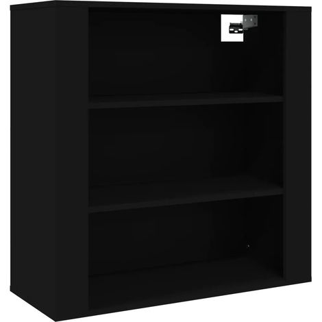 Armario de pared práctico y decorativo de 80 x 33 x 80 cm con amplio espacio de almacenamiento estilo contemporáneo madera de ingeniería negra 020048282 (1/5)