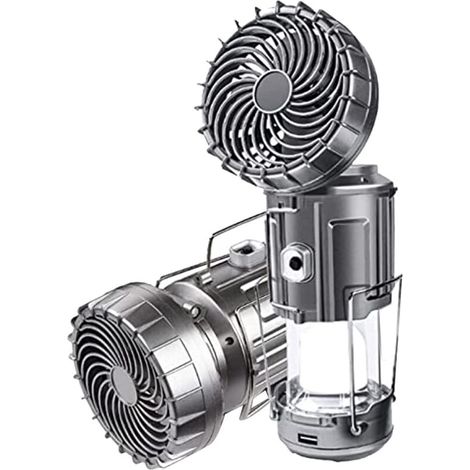 Ventilateur solaire de camping avec lumières LED, lampe solaire portable idéale pour les ouragans, le camping en extérieur ou en voiture (prise UE). (1/5)