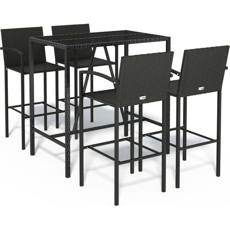 Maison Exclusive - Set Bar da Giardino 5 pz Nero in Polyrattan (1/5)