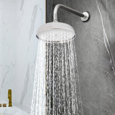 Pommeau de douche en acier inoxydable, pivotant à 360°, douche à effet pluie, pour salle de bain, dimensions 20 × 20 cm, couleur argent. (1/5)