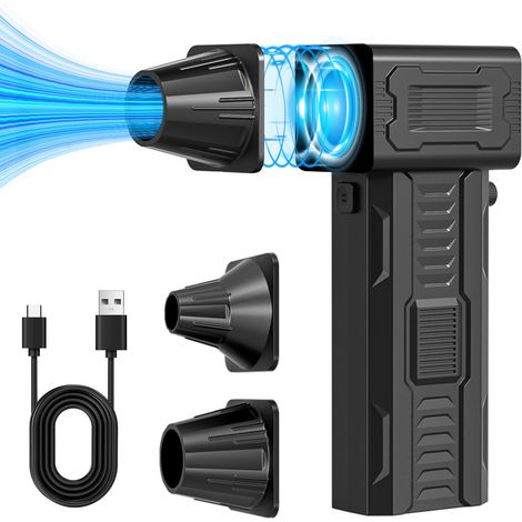 Souffleur d'Air Électrique 220W 140000 RPM Sans Escalier Nettoyeur Turbo Puissant avec 2 Embouts Magnétiques pour Ordinateur Voiture Nettoyage de Climatisation