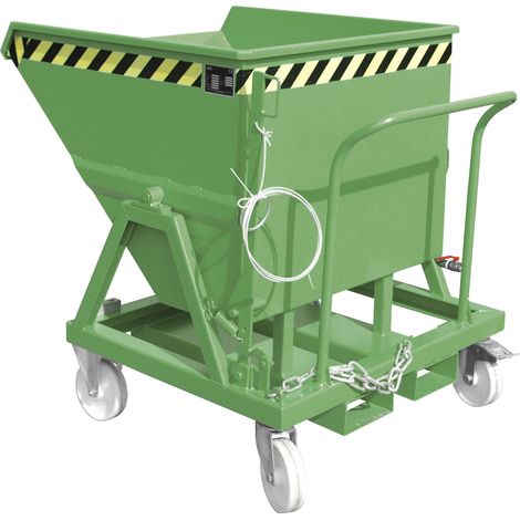 Bauer Späne-Kippmulde SKS 400, lackiert, Resedagrün