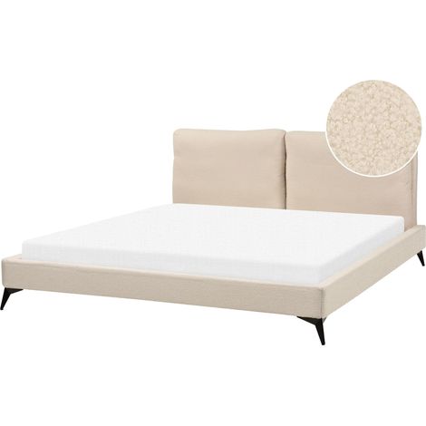 Bett mit Lattenrost Bouclé MELLE 180 x 200 cm Beige