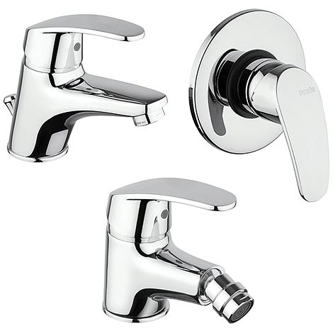 Set Rubinetti Piralla per lavabo e bidet con scarico automatico e doccia incasso serie Ofelia cromato (1/5)