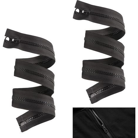 cerniere nere da 80 cm, in plastica separabili con cursore in lega di zinco, chiusura di ricambio per giacche, borse, tende, fodere per cuscini, vestiti e fai da te. (1/5)