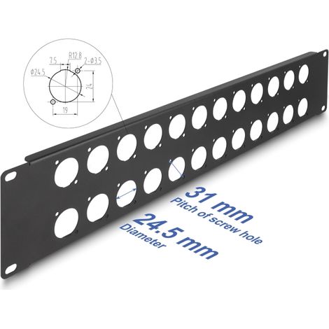 Delock Panel de conexiÃ³n Tipo-D de 19, 24 puertos 2U negro