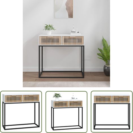 The Living Store Konsolentisch Weiß 80x30x75 cm Holzwerkstoff und Eisen - Konsolentisch - Wohnzimmermöbel - Sideboard - Weißer Schrank - Holzschrank (1/5)