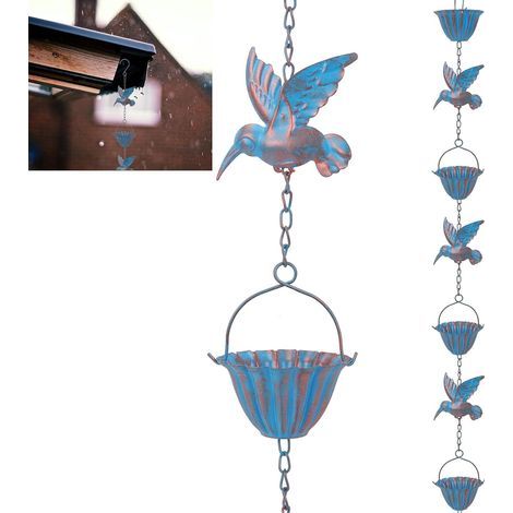 Chaîne de pluie colibri pour gouttières, chaîne de pluie suspendue pour l'évacuation de l'eau, décoration pour attrape-pluie libre et tuyaux de descente (1/4)