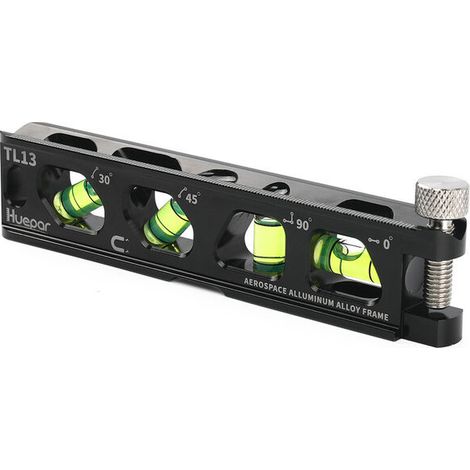 Niveau Torpille Magnétique Avec 4 Flacons, Niveau à Bulle en Alliage d'Aluminium 15,8 cm Avec Rainure V & Piste Magnétique, Haute Précision (1/5)