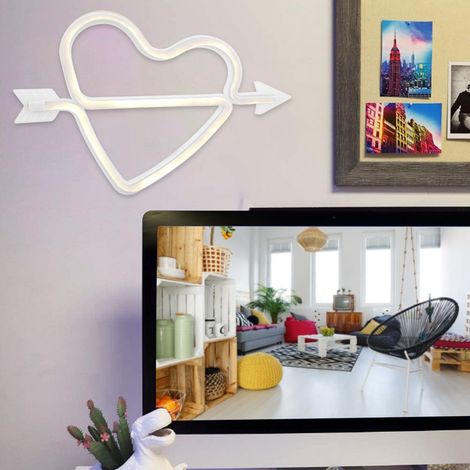 Adorable lampe murale décorative LED en forme de cœur pour chambre ou dortoir (blanc chaud) (1/5)