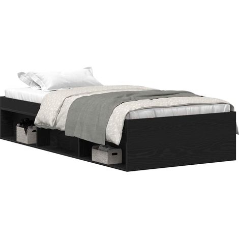 Maison Exclusive - Cadre de lit sans matelas en chêne noir 100x200 cm bois d'ingénierie (1/5)