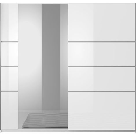 Armario de diseño 2 puertas 180 cm con espejo. Color blanco brillante. Colección EOS