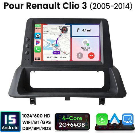 7 pouces Carplay 4 cœurs Autoradio pour Renault Clio 3 (2005-2014) 64GB JUNSUN (1/5)