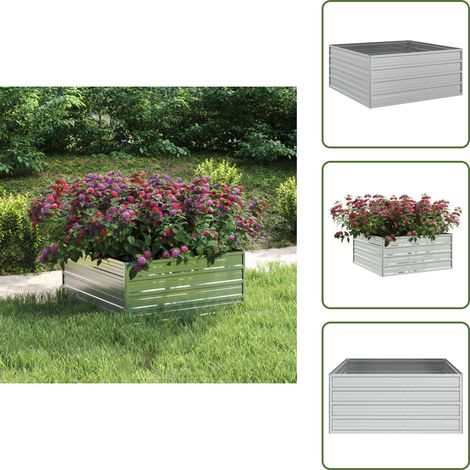Garten-Hochbeet 100x100x45 cm Verzinkter Stahl Silber - Gartenhochbeet - Metallhochbeet - Stahlteich - Blumengarten - Gemüsegarten (1/5)