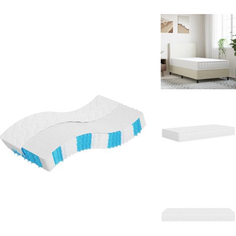 Matelas à ressorts ensachés dureté moyenne 100x200 cm - Matelas À Ressorts Ensachés - Matelas Confortable - Matelas Double - Matelas Blanc - Matelas Livraison Rapide (1/5)