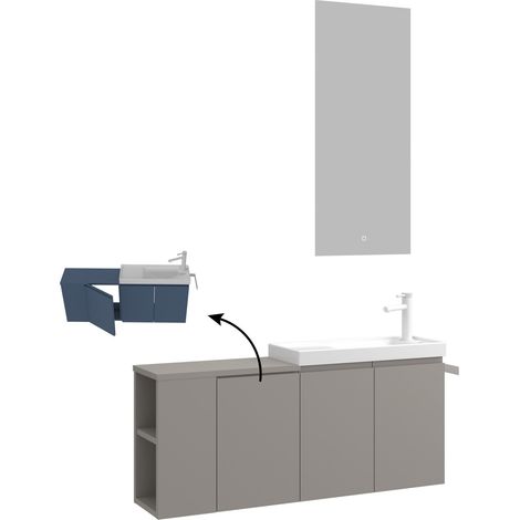 Waschtisch-Set mit Spiegel (2-teilig) "Ferla 110" – 110 x 22 x 45 cm – Matt Mink (1/3)