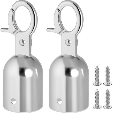 Set mit 2 Seilenden mit Karabiner, Edelstahl-Deckseilbeschläge, silberne Seilenden, 7,6 x 2,8 cm (1/5)