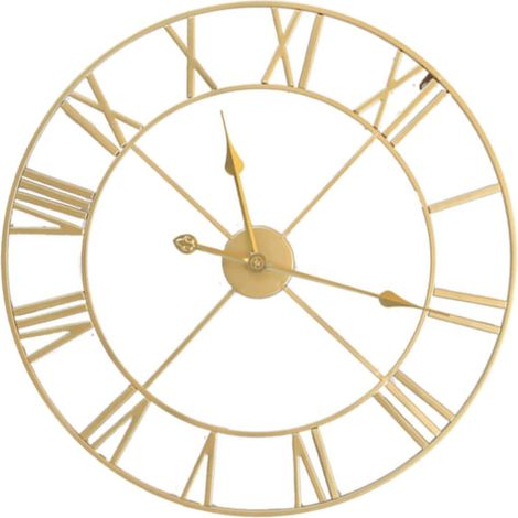 Horloge Murale Suspendue en Fer 40 CM Silencieuse Aiguilles Dorées Décoration Rétro Chic pour Salon la Cuisine et Chambre Horloge Murale sans Pile (1/5)