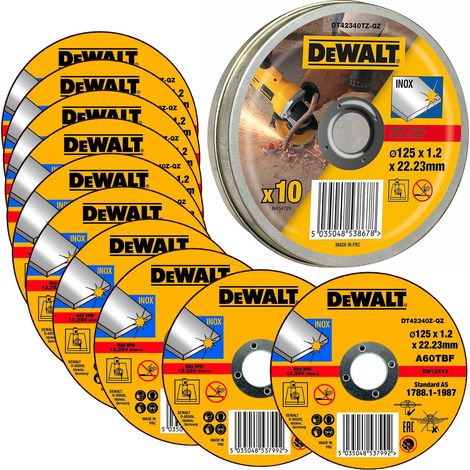 Dewalt 125mm 4.5"" 1.2mm Thin INOX Metal Cutting Disc 22mm Bore Flat Disc x10 Tin (1/3)
