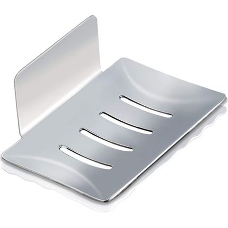 Wandmontierter Seifenhalter, selbstklebender Seifenhalter aus Edelstahl für Dusche, Bad und Küche, zur Aufbewahrung von Seifenschwämmen und Bürsten (Silber) (1/5)