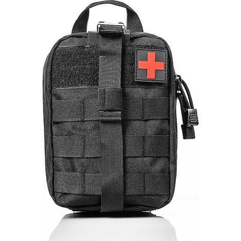 trousse De Premiers Secours De Voyage (noire), Sac Edc Multifonctionnel, Trousse De Premiers Secours Souple, Velcro, Trousse Mdicale Tactique Pour (1/5)