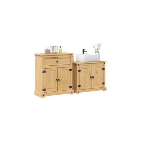 Ensemble de meubles salle de bain 2 pcs Corona bois pin massif (1/5)