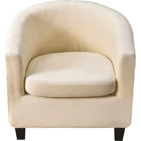 JSSEVN-Housse de Fauteuil Cabriolet Club 2 Pièces Extensibles Housse de Fauteuil Cocktail Tullsta Beige Clair (1/5)