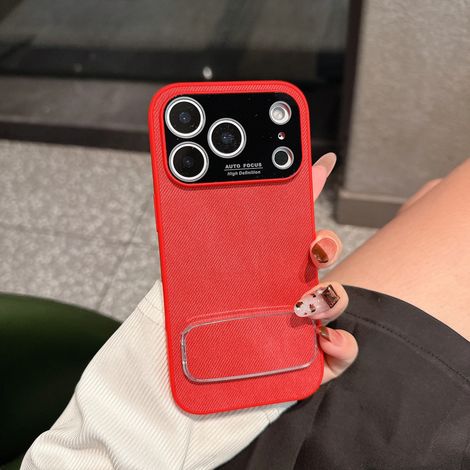 Étui de téléphone en velours pour iPhone (iPhone 14 Pro Max, rouge) avec support et coque souple antichoc