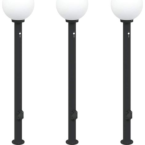 Lampioni a paletto con sensore e presa 3 pz 120 cm neri IP44 vidaXL (1/5)