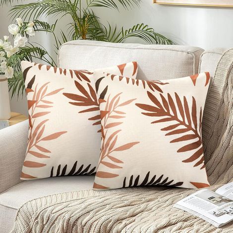 Housse de Coussin 40x40 Couleur Orange Feuilles Taies d'oreiller en Polyester Coussins de Canapé Décoratifs pour Jardin Chaises Voiture Salon Chambre à Coucher Lits Bureau Maison Décor Lot de 2 (1/5)