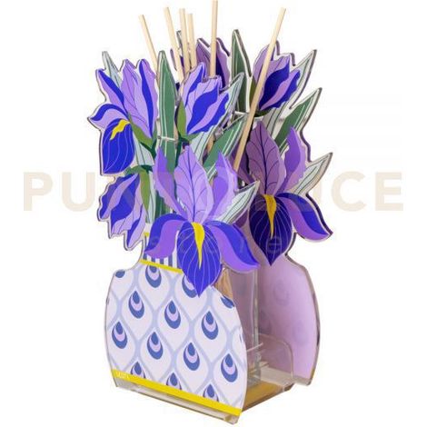PROFUMATORE IRIS GRANDE IN CRISTALLO ACRILICO DECORATO VIOLA FRAGRANZA BY CHIARA FIRENZE ANIMA 200ML