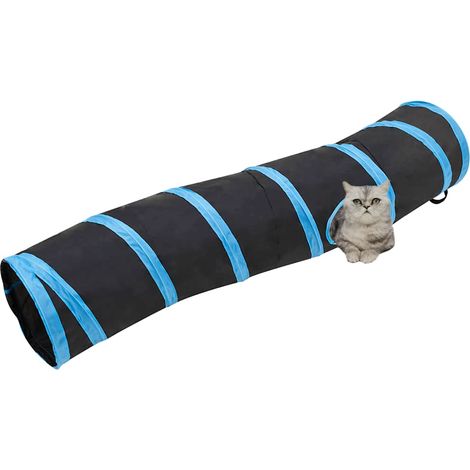 Maison Exclusive - Katzentunnel in S-Form Schwarz und Blau 122 cm