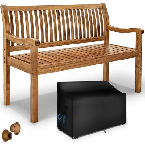 tillvex Banco de jardín madera marrón oscuro 150 cm / 3-4 personas banco de parque banco macizo jardín muebles de jardín